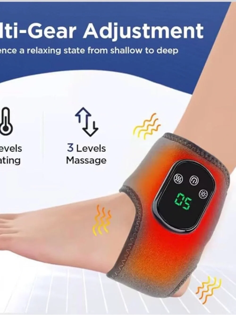 Gray Heated Ankle Wrap with Display - Pain Relief Wearable